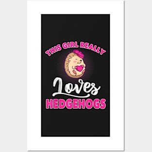 Girl Really Loves Hedgehogs Clothes Outfit Art Gift Hedgehog Posters and Art